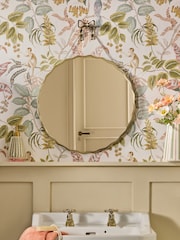Gold Bow Hanging Round Wall Mirror - Image 1 of 2