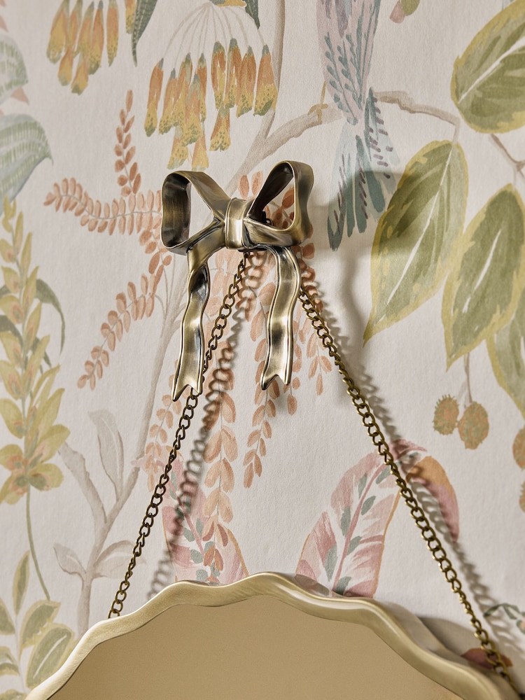 Gold Bow Hanging Round Wall Mirror - Image 2 of 2 Gold Bow Hanging Round Wall Mirror - Image 2 of 2