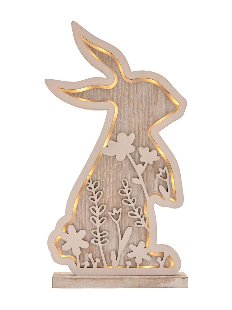 Widdop Brown Wooden Bunny LED Light 32cm - Image 1 of 3 Widdop Brown Wooden Bunny LED Light 32cm - Image 1 of 3