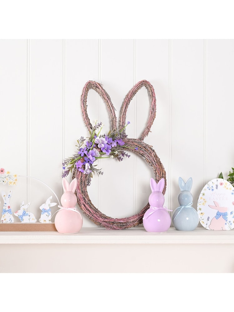 Widdop Set of 3 Multicoloured Ceramic Pastel Bunny Ornaments - Image 2 of 5 Widdop Set of 3 Multicoloured Ceramic Pastel Bunny Ornaments - Image 2 of 5