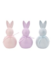 Widdop Set of 3 Multicoloured Ceramic Pastel Bunny Ornaments - Image 5 of 5