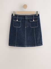 Indigo Blue Front Button Pocket Denim Skirt - Image 1 of 4