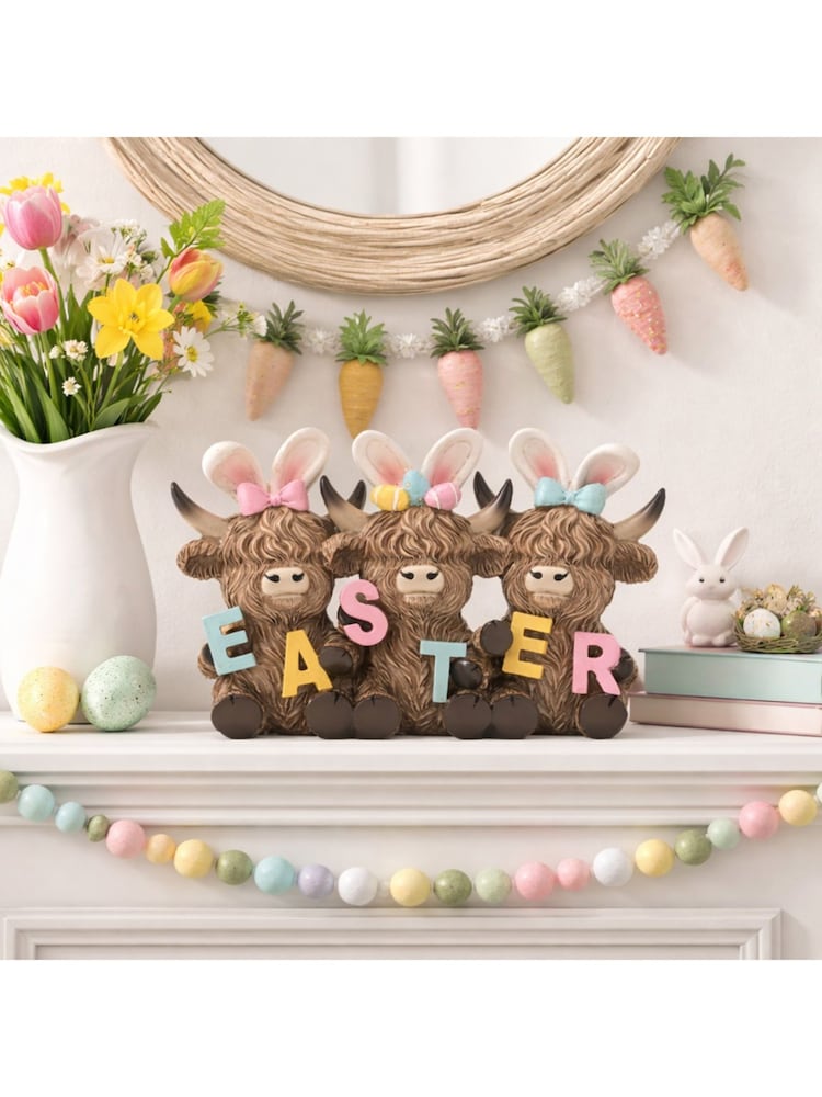 Widdop Brown Highland Cows Easter Figurine - Image 1 of 5