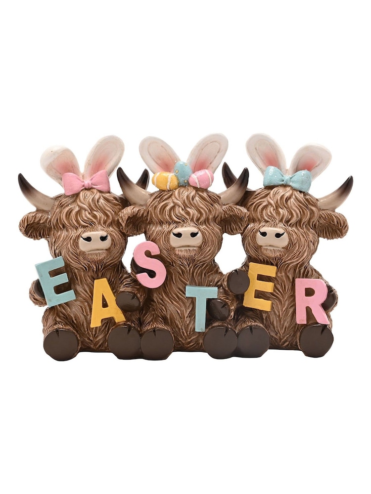 Widdop Brown Highland Cows Easter Figurine - Image 2 of 5
