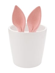 Widdop White Flocked Medium Bunny Ears Planter - Image 1 of 5