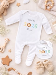 Personalised Lion Matching Sleepsuit & Bib Set - Image 1 of 4
