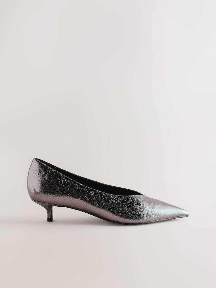 Pewter Standard Fit Forever Comfort® Court Kitten Heels - Image 1 of 9 Pewter Standard Fit Forever Comfort® Court Kitten Heels - Image 1 of 9