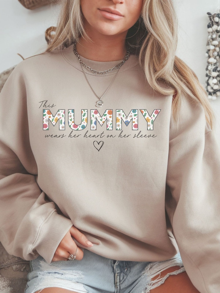 Loveabode Personalised Custom Name Floral Print & Names on Sleeves Sweatshirt - Image 1 of 4 Loveabode Personalised Custom Name Floral Print & Names on Sleeves Sweatshirt - Image 1 of 4