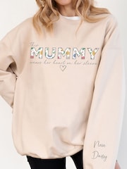 Loveabode Personalised  Custom Name Floral  Print &  Names on Sleeves Sweatshirt - Image 2 of 4