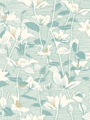 Hoopla Walls Duck Egg Lino Leaves 10M Wallpaper - Image 2 of 2