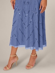 Adrianna Papell Blue Studio Beaded Mesh Dress - Image 6 of 6