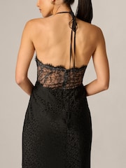 Adrianna Papell Black Woven Jacquard Long Dress - Image 6 of 6