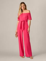 بدلة قطعة واحدة كريب محبوك برباط من Adrianna Papell - صورة 3 من 6