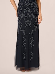Adrianna Papell Blue Petite Studio Beaded Blouson Long Dress - Image 5 of 6