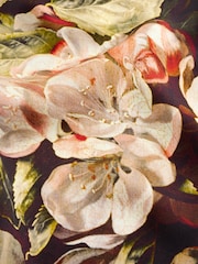 Ashmolean Museum Wine Floral Print Satin Midi Skirt - Image 5 of 6