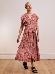 Celtic & Co. Pink Linen Blend Pleat Waist Midi Dress - Image 1 of 8