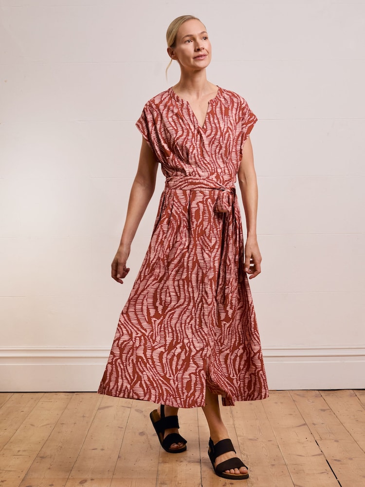 Celtic & Co. Pink Linen Blend Pleat Waist Midi Dress - Image 1 of 8