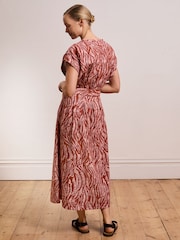 Celtic & Co. Pink Linen Blend Pleat Waist Midi Dress - Image 4 of 8