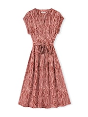 Celtic & Co. Pink Linen Blend Pleat Waist Midi Dress - Image 8 of 8