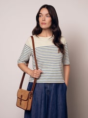 Celtic & Co. Blue Modal Blend Striped Half Sleeve T-Shirt - Image 1 of 7