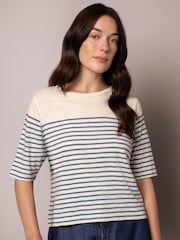 Celtic & Co. Blue Modal Blend Striped Half Sleeve T-Shirt - Image 3 of 7