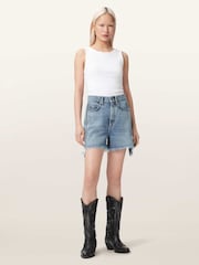 AllSaints Blue Frankie Stud Shorts - Image 2 of 6