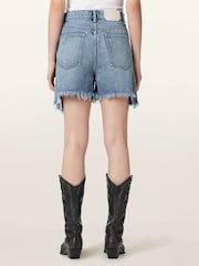 AllSaints Blue Frankie Stud Shorts - Image 3 of 6
