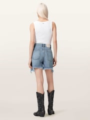 AllSaints Blue Frankie Stud Shorts - Image 5 of 6