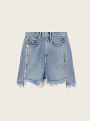 AllSaints Blue Frankie Stud Shorts - Image 6 of 6