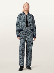 AllSaints Blue Kaytra Denim Bomber Jacket - Image 2 of 6