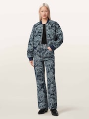 AllSaints Blue Kaytra Denim Bomber Jacket - Image 5 of 6