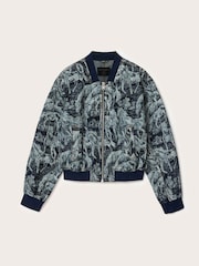 AllSaints Blue Kaytra Denim Bomber Jacket - Image 6 of 6