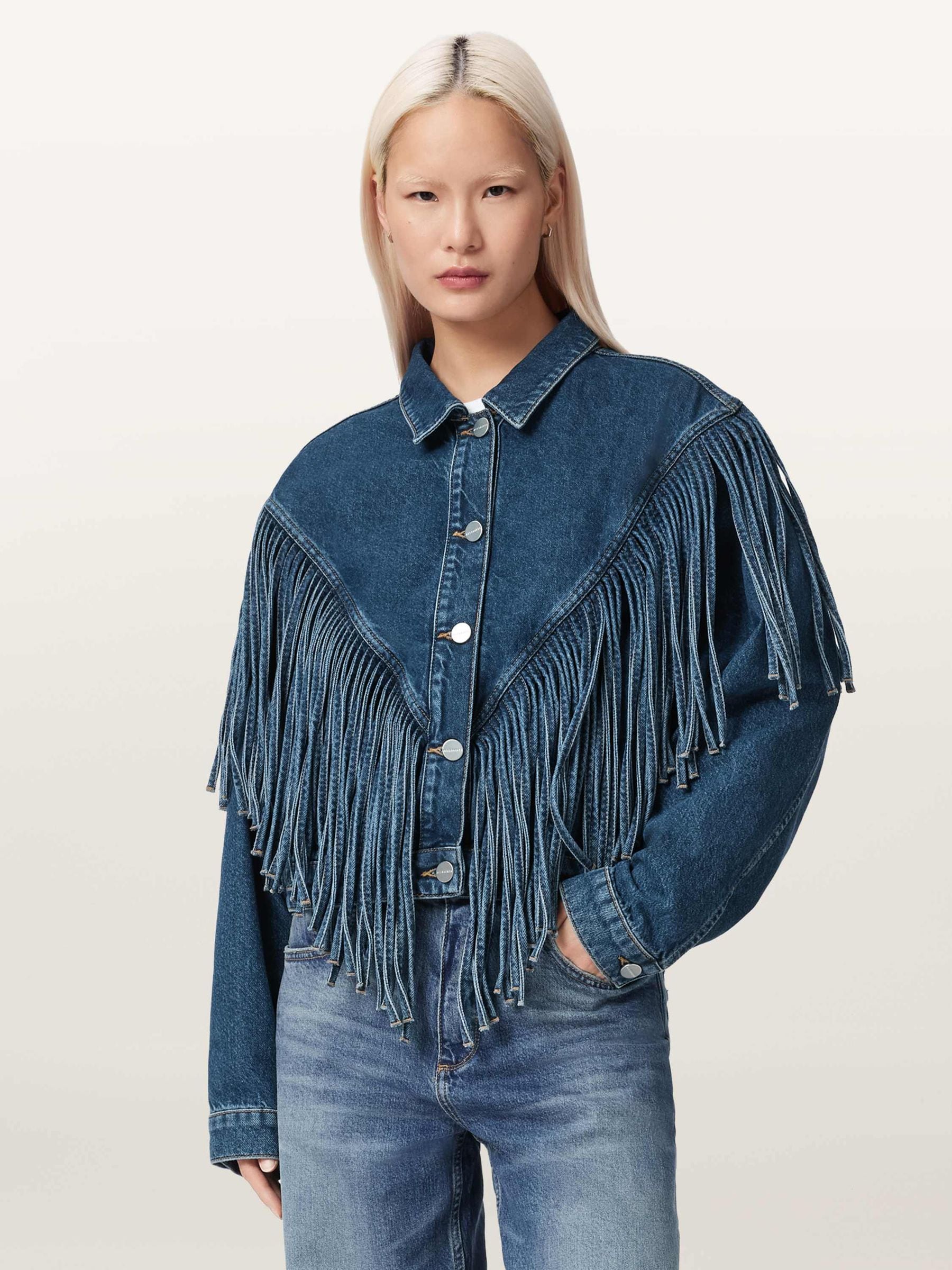 Buy AllSaints Blue Marlene Tassel Denim Jacket from Next USA