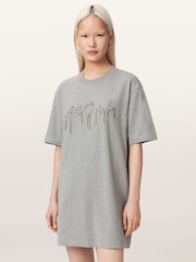 AllSaints Grey Chains T-Shirt Dress - Image 1 of 6