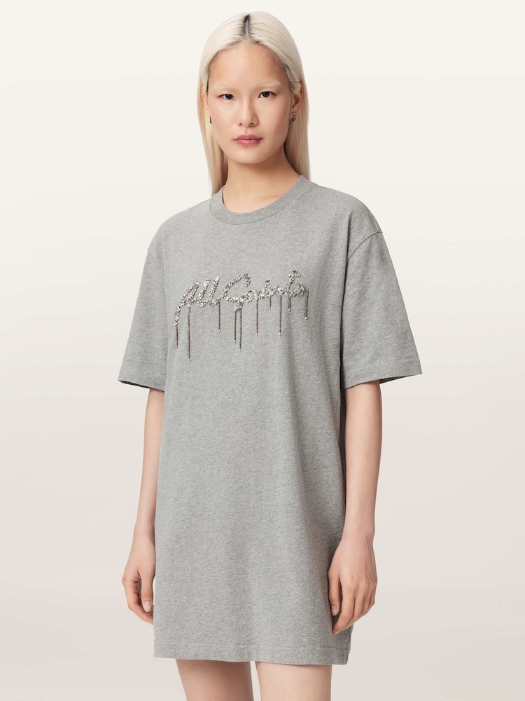 AllSaints Grey Chains T-Shirt Dress - Image 1 of 6 AllSaints Grey Chains T-Shirt Dress - Image 1 of 6