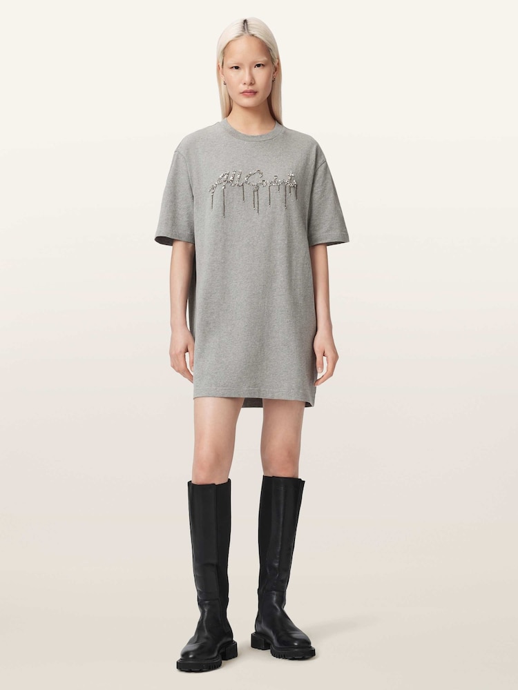 AllSaints Grey Chains T-Shirt Dress - Image 2 of 6 AllSaints Grey Chains T-Shirt Dress - Image 2 of 6