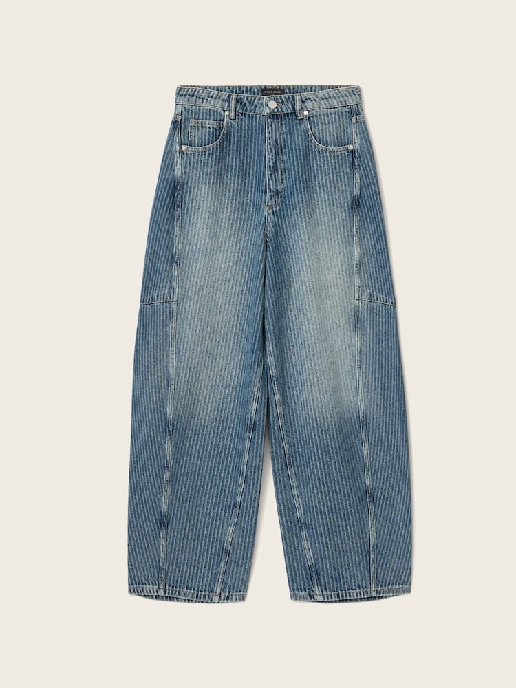 AllSaints Blue Carter Long Stripe Jeans - Image 7 of 7