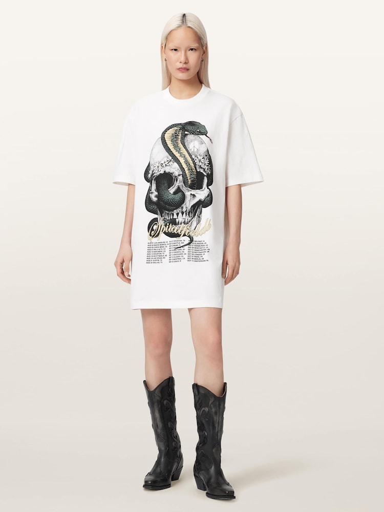 AllSaints White Snakehead T-Shirt Dress - Image 2 of 6 AllSaints White Snakehead T-Shirt Dress - Image 2 of 6