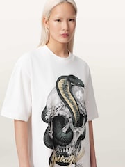 AllSaints White Snakehead T-Shirt Dress - Image 3 of 6