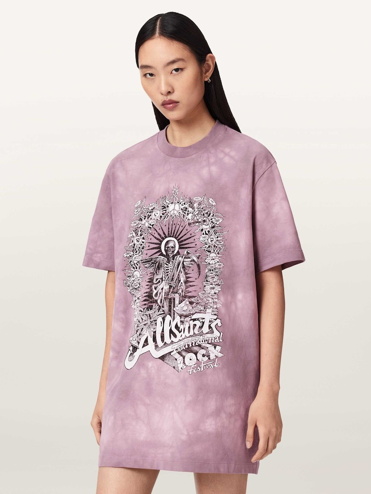 AllSaints Pink Avalon T-Shirt Dress - Image 1 of 6