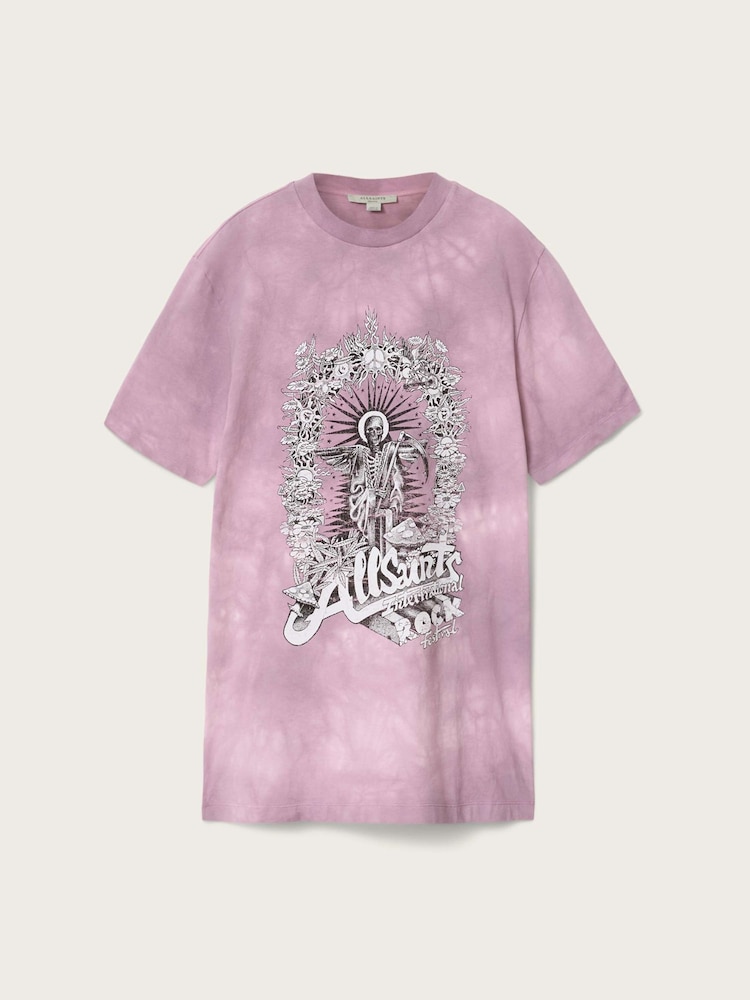 AllSaints Pink Avalon T-Shirt Dress - Image 6 of 6