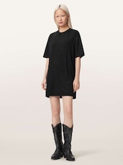 AllSaints Black Darcey T-Shirt Dress - Image 2 of 6