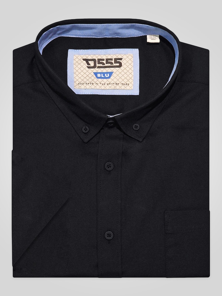 D555 Black JAMES Classic Oxford Short Sleeve Button Down Shirt With Chest Pocket - Image 9 of 9