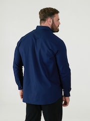 Ναυτικό - D555 RICHARD Κλασικό πουκάμισο Oxford με Μακρύ μανίκι και κουμπιά και τσέπη στο Στήθος - Εικόνα 3 από 9