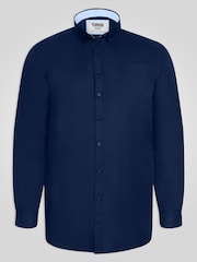 Ναυτικό - D555 RICHARD Κλασικό πουκάμισο Oxford με Μακρύ μανίκι και κουμπιά και τσέπη στο Στήθος - Εικόνα 6 από 9