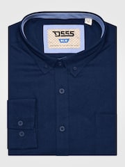 Ναυτικό - D555 RICHARD Κλασικό πουκάμισο Oxford με Μακρύ μανίκι και κουμπιά και τσέπη στο Στήθος - Εικόνα 9 από 9