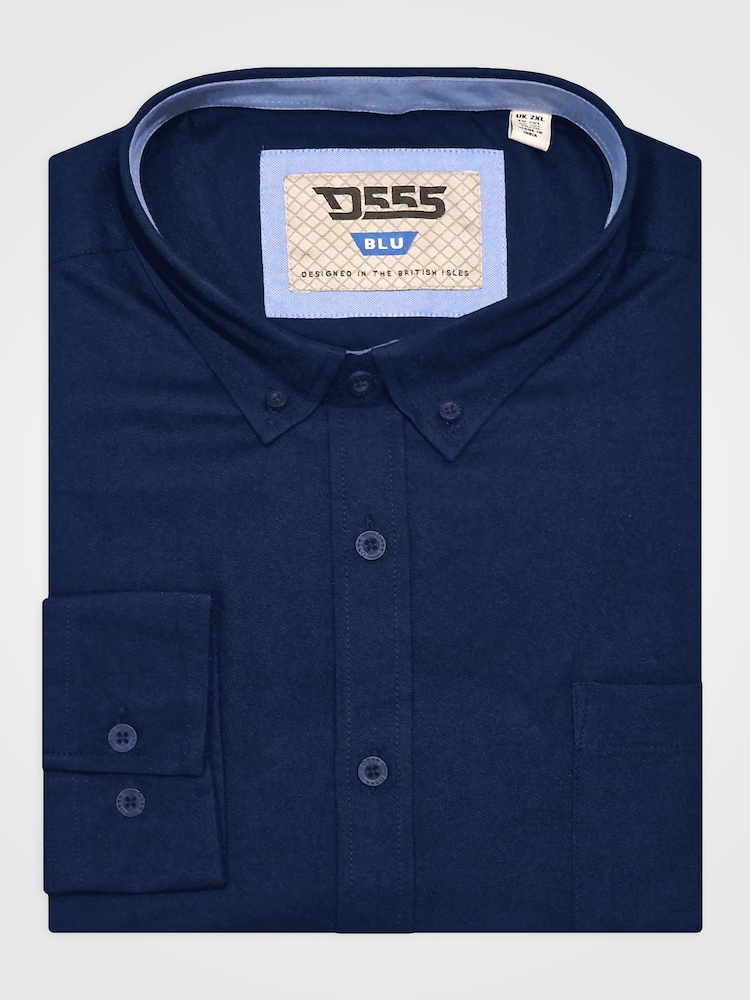 Ναυτικό - D555 RICHARD Κλασικό πουκάμισο Oxford με Μακρύ μανίκι και κουμπιά και τσέπη στο Στήθος - Εικόνα 9 από 9