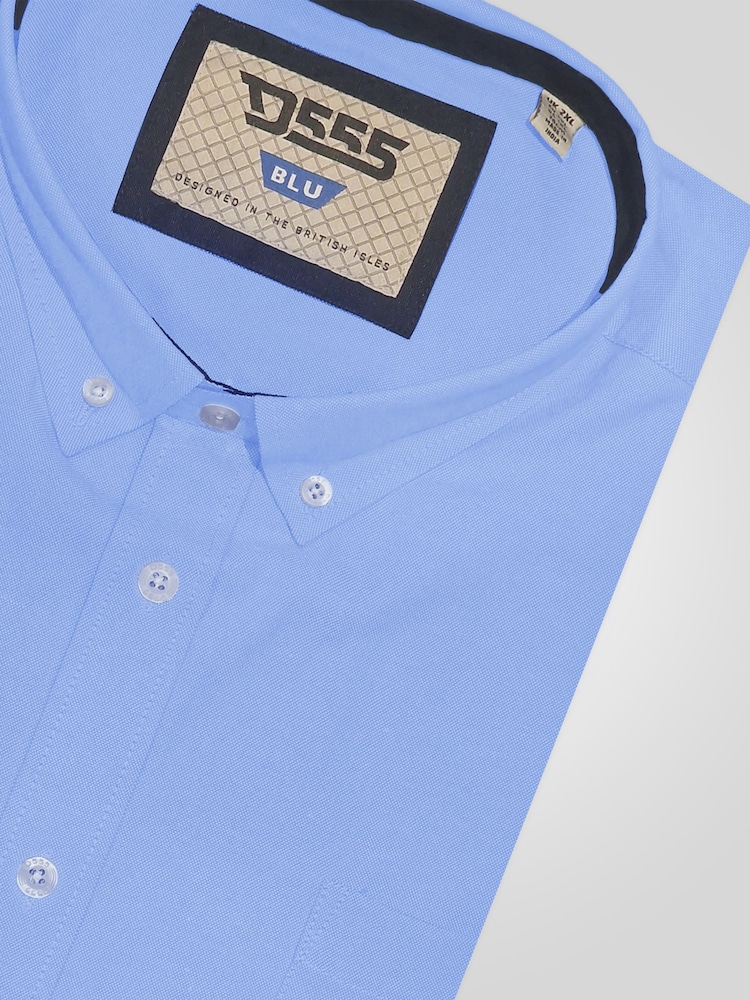 Μπλε - D555 RICHARD Κλασικό πουκάμισο Oxford με Μακρύ μανίκι και κουμπιά και τσέπη στο Στήθος - Εικόνα 4 από 4