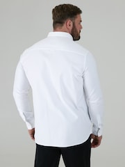 Άσπρο - D555 RICHARD Κλασικό πουκάμισο Oxford με Μακρύ μανίκι και κουμπιά και τσέπη στο Στήθος - Εικόνα 3 από 9