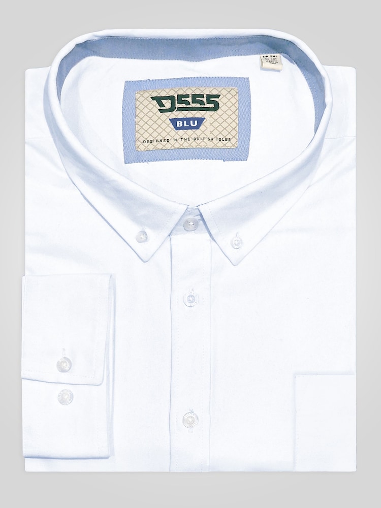 Άσπρο - D555 RICHARD Κλασικό πουκάμισο Oxford με Μακρύ μανίκι και κουμπιά και τσέπη στο Στήθος - Εικόνα 9 από 9